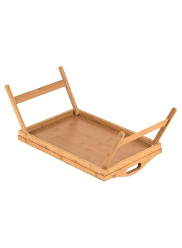 BUNCA Bamboo Bed Tray with Foldable Legs for Breakfast with Carry Handles