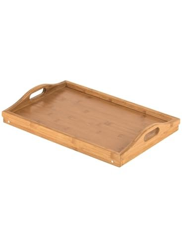 BUNCA Bamboo Bed Tray with Foldable Legs for Breakfast with Carry Handles
