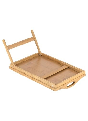 BUNCA Bamboo Bed Tray with Foldable Legs for Breakfast with Carry Handles