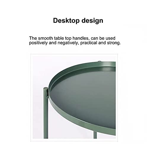 NTJDSX Metal Coffee Table,Modern Storage Sofa End Table with Tray,Round Tray Table,Bedside End Table Living Room Corner Tea Table,for Balcony Garden Home Office Bedroom,White