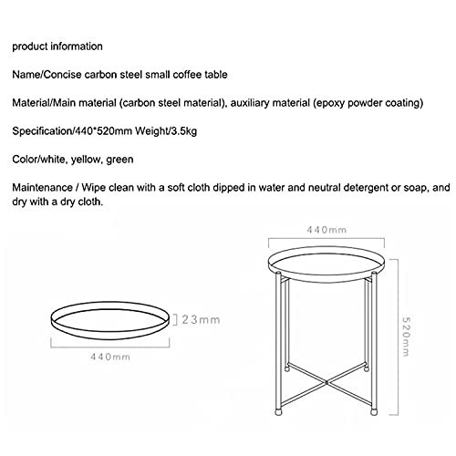 NTJDSX Metal Coffee Table,Modern Storage Sofa End Table with Tray,Round Tray Table,Bedside End Table Living Room Corner Tea Table,for Balcony Garden Home Office Bedroom,White