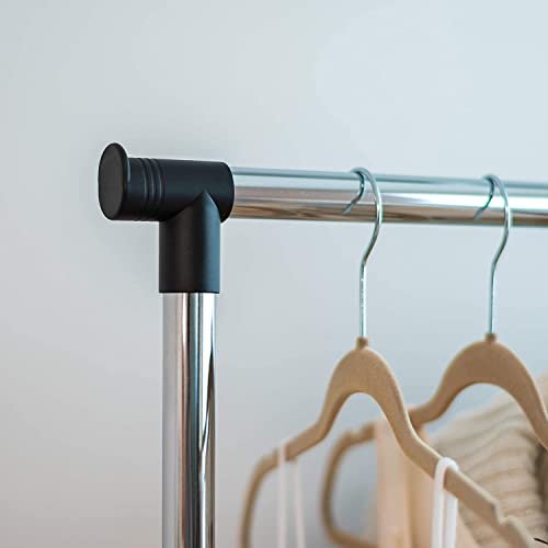 SHOWAY Clothes Rack Clothes Hanger Stand, Height Adjustable Garment, Clothing Rack, Hanger, Single Rod With Wheels, Black Single Rod With Wheels, Cd-1202-08