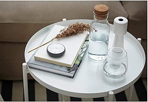 QA Coffee Round Table, Metal End Table With Detachable Tray Top, Sofa Side Snack Table, Accent Table (White)