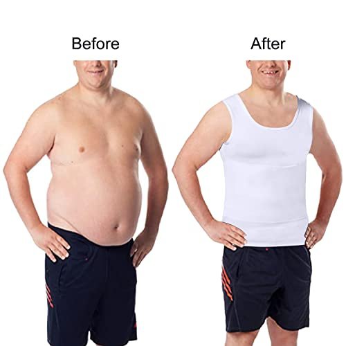 Lgtfy Mens Slimming Body Shaper Vest Gynecomastia Compression Shirts Tummy Control Undershirts - Change in Seconds, M