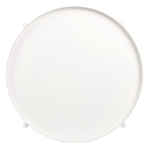 danpinera CERBIOR Tray End Table, Round Metal Tray Table Side Sofa Table Anti-Rust and Waterproof Outdoor & Indoor Snack Table Accent Coffee Table, Milky White