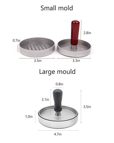 yblDyg Hamburger Press Non-Stick Hamburger Press Patty Maker Burger Patty Press Aluminium Alloy BBQ Grill Sliders Beef Burger 2Pcs Gray (Size : Small mold)