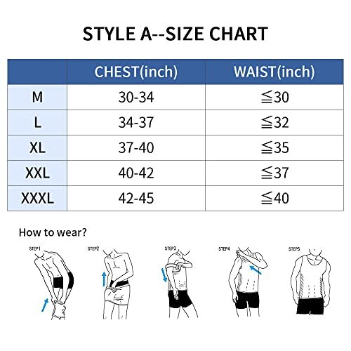 GSKS Mens Body Shaper Compression Tank Top Slimming Shapewear Abdomen Undershirt, Style A-white, L