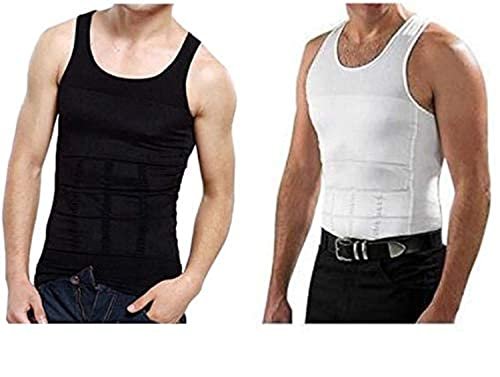 Set of 2 Slim'N Lift Slimming Shirts For Men Balck & White, Large