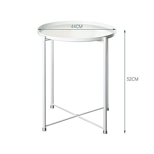 ZGMCGD Small Round Coffee Table Metal Tray Side End Tea Table Sofa Bedside Lamp Stand (Color : White)