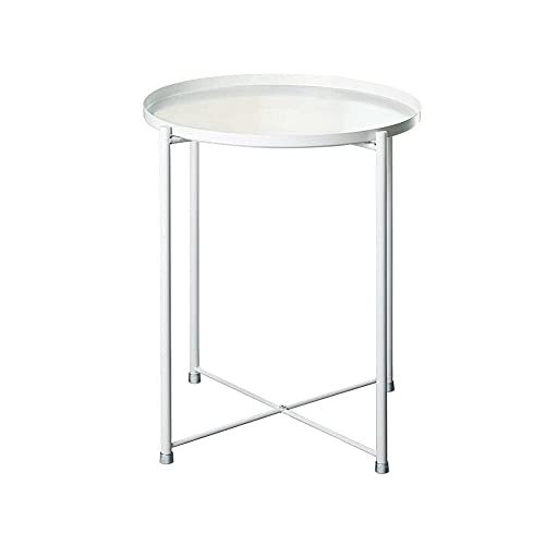 ZGMCGD Small Round Coffee Table Metal Tray Side End Tea Table Sofa Bedside Lamp Stand (Color : White)