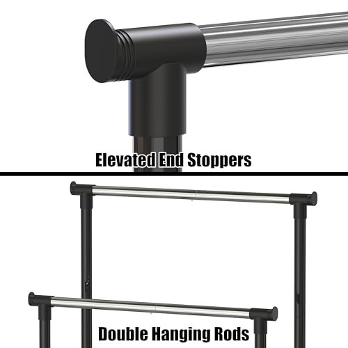 Simple Houseware Double Rod Portable Clothing Hanging Garment Rack