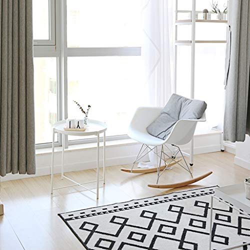 QULONG Living Room Round Coffee Table Modern Nordic Metal Tray Bedside Table - Black and White Tea Table Coffee Table (Color : Black)