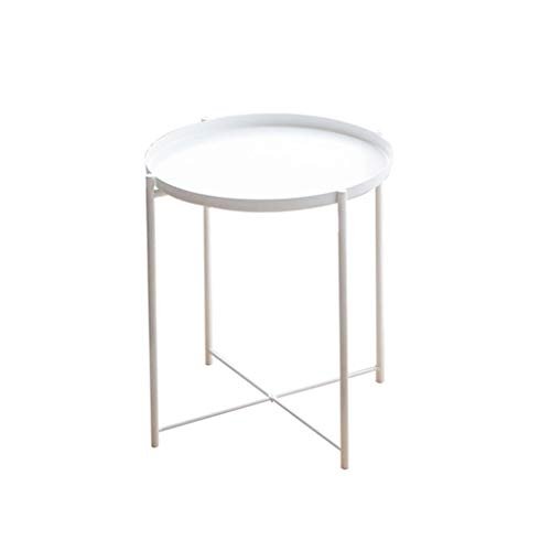 QULONG Living Room Round Coffee Table Modern Nordic Metal Tray Bedside Table - Black and White Tea Table Coffee Table (Color : Black)