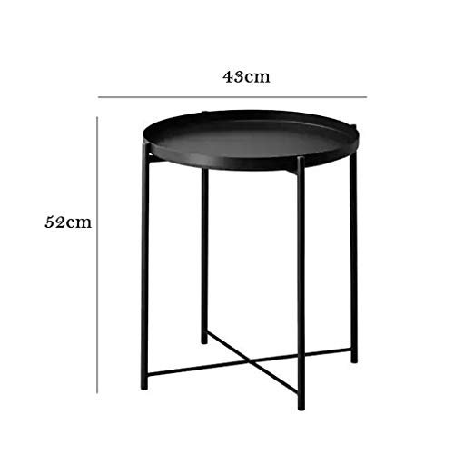 QULONG Living Room Round Coffee Table Modern Nordic Metal Tray Bedside Table - Black and White Tea Table Coffee Table (Color : Black)