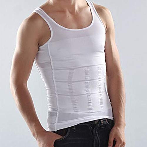 Slimming Body Shaper Vest Body Tank Tummy Belly Waist Girdle Shirt Shapewear Slim N Lift Men Shaper Comfort Shirt Vest Corset Shaper Underwear Size L - White