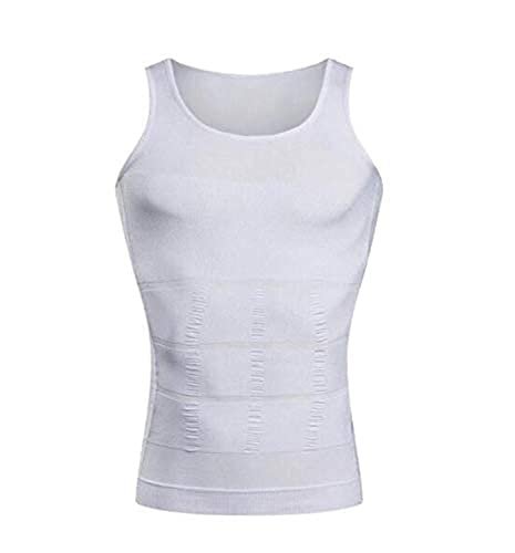 Slimming Body Shaper Vest Body Tank Tummy Belly Waist Girdle Shirt Shapewear Slim N Lift Men Shaper Comfort Shirt Vest Corset Shaper Underwear Size L - White