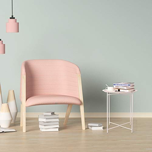 HollyHOME Folding Tray Metal Side Table, Sofa Table Small Round End Tables, Anti-Rust and Waterproof Outdoor or Indoor Snack Table, Accent Coffee Table,（H） 20.28" x（D） 18.11", Frosted White