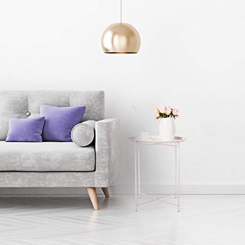 HollyHOME Folding Tray Metal Side Table, Sofa Table Small Round End Tables, Anti-Rust and Waterproof Outdoor or Indoor Snack Table, Accent Coffee Table,（H） 20.28" x（D） 18.11", Frosted White