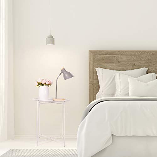 HollyHOME Folding Tray Metal Side Table, Sofa Table Small Round End Tables, Anti-Rust and Waterproof Outdoor or Indoor Snack Table, Accent Coffee Table,（H） 20.28" x（D） 18.11", Frosted White