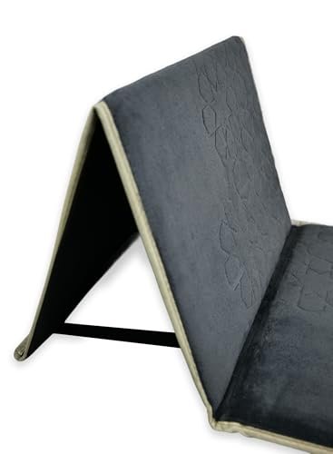 HOME DWELL Foldable Prayer Mat with 115° Reclining Backrest – Ergonomic Janamaz with Knee Cushion & Carry Bag – Islamic Back Support Mat for Comfortable Prayers – Dark Grey