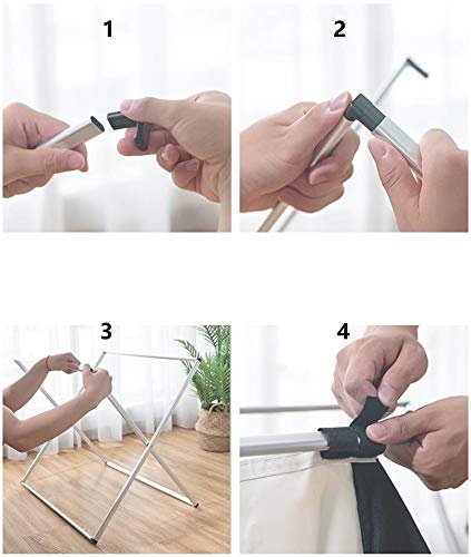 SHOWAY Laundry Basket Foldable Laundry Hamper Dirty Clothes Sorter Washing Clothes Storage Bag with Waterproof Oxford Bags and Aluminum Frame (Black/Beige/Grey)