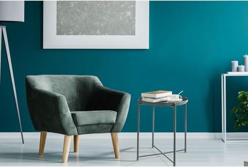 Versatile Round Metal Side Table with Removable Tray – Rust and Water Resistant, Indoor & Outdoor Use – by BUNCA (Grey)