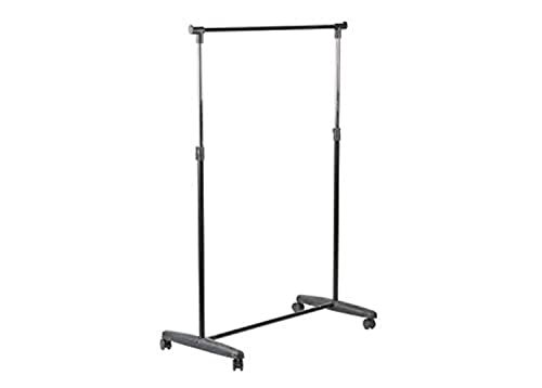 The Living Home Portable Single Rod Garment Rack Rolling Adjustable Bar Rail Hang Clothes