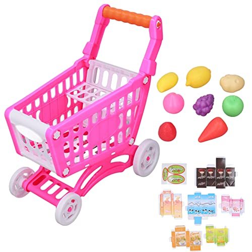 FRZY Children's shopping trolley, children's shopping trolley, grocery toys, children's toys, learning simulation, Pink