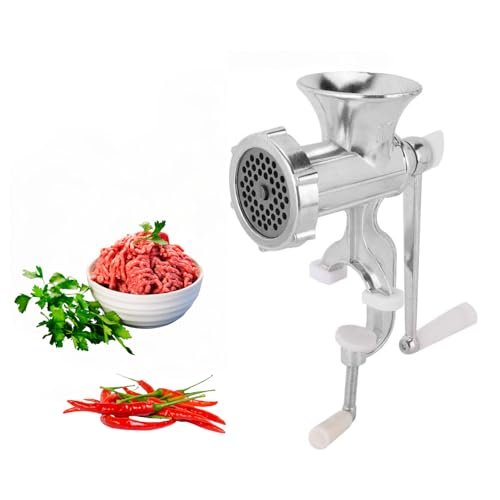 DEWIN Manual Meat Grinder, Stainless Steel Manual Meat Grinder, Household Hand Crank, Meat Grinder for Grinding Meat, Pepper and Vegetables for the Kitchen