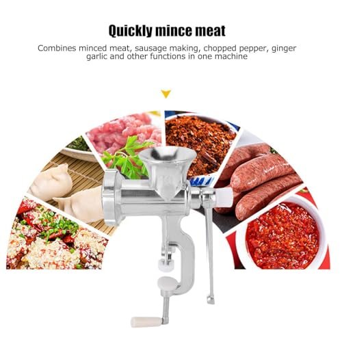 DEWIN Manual Meat Grinder, Stainless Steel Manual Meat Grinder, Household Hand Crank, Meat Grinder for Grinding Meat, Pepper and Vegetables for the Kitchen