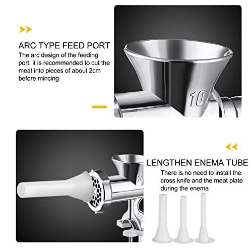 Natudeco Manual Meat Grinder Meat Mincer Sausage Stuffer Heavy Duty Aluminum Alloy Meat Filling Manual Grinder Meat Kitchen Machine Hand Crank Meat Sausage Filler for Meat Sausage Cookies