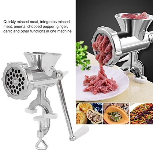 Natudeco Manual Meat Grinder Meat Mincer Sausage Stuffer Heavy Duty Aluminum Alloy Meat Filling Manual Grinder Meat Kitchen Machine Hand Crank Meat Sausage Filler for Meat Sausage Cookies