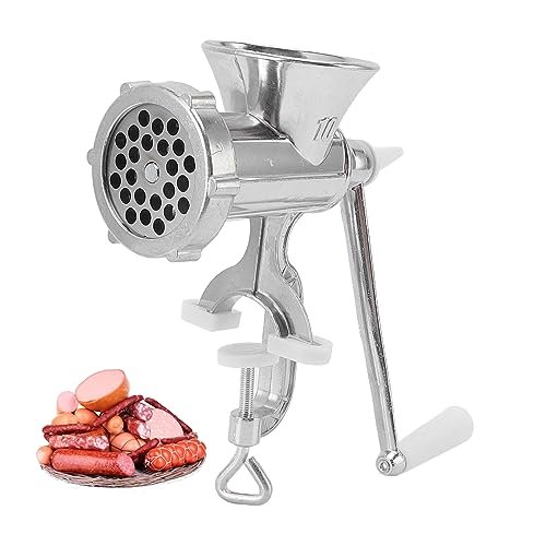Natudeco Manual Meat Grinder Meat Mincer Sausage Stuffer Heavy Duty Aluminum Alloy Meat Filling Manual Grinder Meat Kitchen Machine Hand Crank Meat Sausage Filler for Meat Sausage Cookies