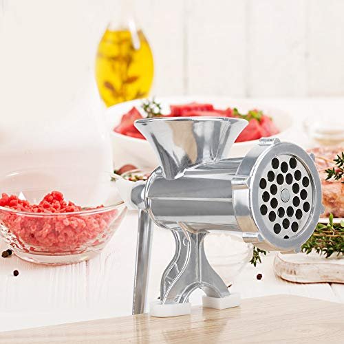 VIFERR Manual Meat Chopper - Cast Iron Table Mount Meat Grinder Stainless Steel Manual Crank Meat Chopper Sausage Maker Machine Home Kitchen
