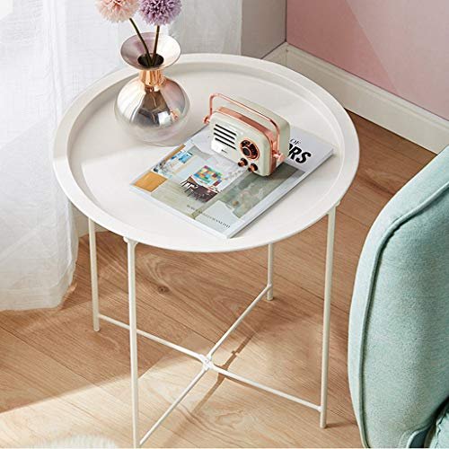 Side Table Round Side Table Small Round Table Living Room Balcony Tea Table Metal & Removable Round Top Easy to Clean Small Removable