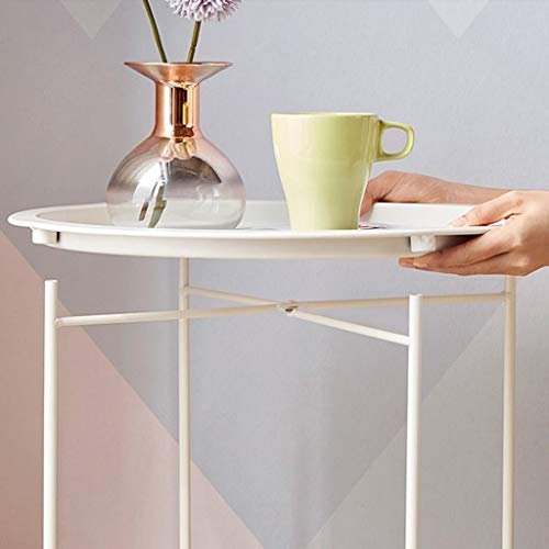 Side Table Round Side Table Small Round Table Living Room Balcony Tea Table Metal & Removable Round Top Easy to Clean Small Removable