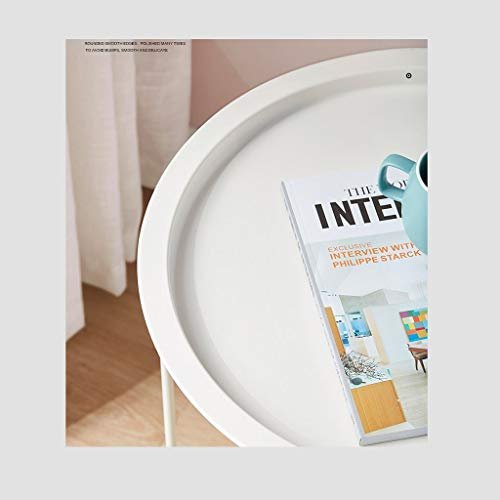 Side Table Round Side Table Small Round Table Living Room Balcony Tea Table Metal & Removable Round Top Easy to Clean Small Removable