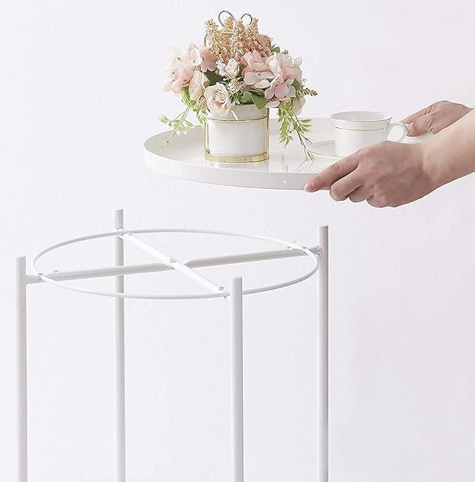 bunca Side Table Metal Folding Side Table Small Round Sofa Table Anti-Rust Coffee Table