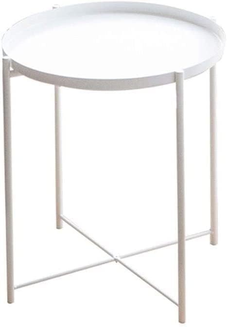 bunca Side Table Metal Folding Side Table Small Round Sofa Table Anti-Rust Coffee Table