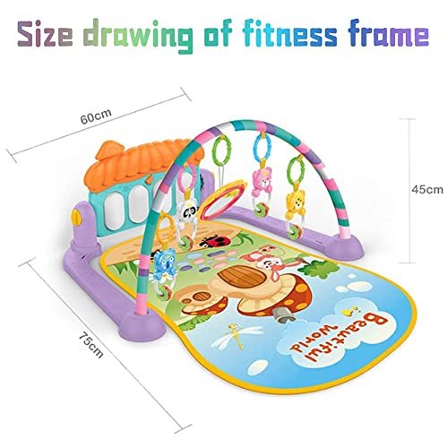 toysinn Newborn Baby Piano Fitness Playmat, 3 in 1 Fitness Music and Light Fun Piano Play Mat, Infant Educational Activity Play Gym Mat with Melodies Rattle