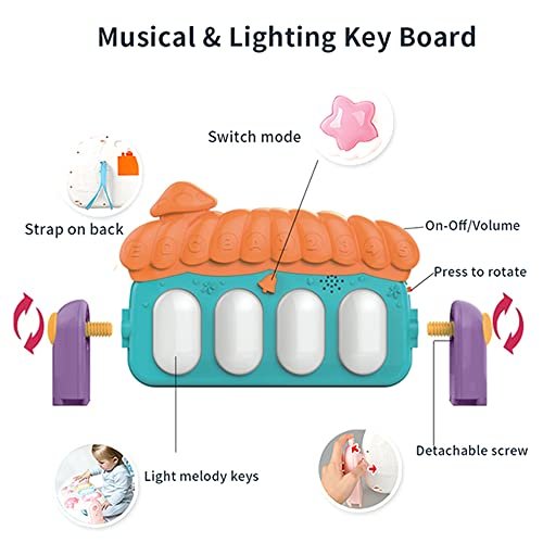 toysinn Newborn Baby Piano Fitness Playmat, 3 in 1 Fitness Music and Light Fun Piano Play Mat, Infant Educational Activity Play Gym Mat with Melodies Rattle