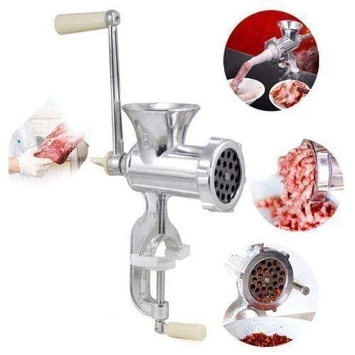 فرامة لحم يدوية من سبائك الألومنيوم – مفرمة لحم متعددة الوظائف لصنع البرجر والنقانق – مقاس 10