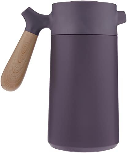 Shaha 311115044 stainless steel vacuum flask with wooden handle, 1.4 liter capacity, gray