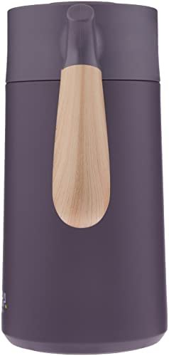 Shaha 311115044 stainless steel vacuum flask with wooden handle, 1.4 liter capacity, gray