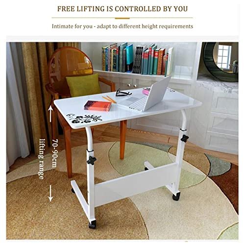 Overbed Table Mobile Laptop Table Sofa Side Laptop Notebook Desk PC Stand Height Adjustable Home Bedside Laptop Overbed Table (Color Maple Color 80x50cm)
