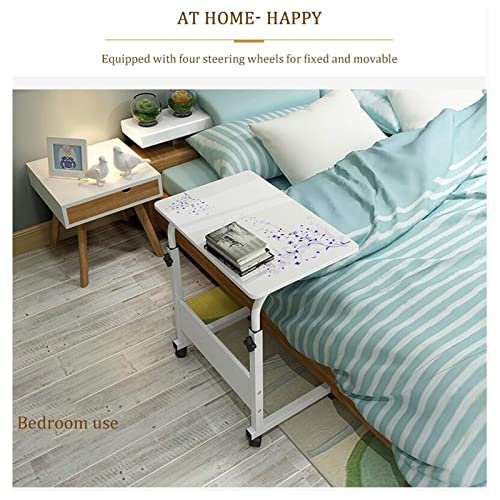 Overbed Table Mobile Laptop Table Sofa Side Laptop Notebook Desk PC Stand Height Adjustable Home Bedside Laptop Overbed Table (Color Maple Color 80x50cm)