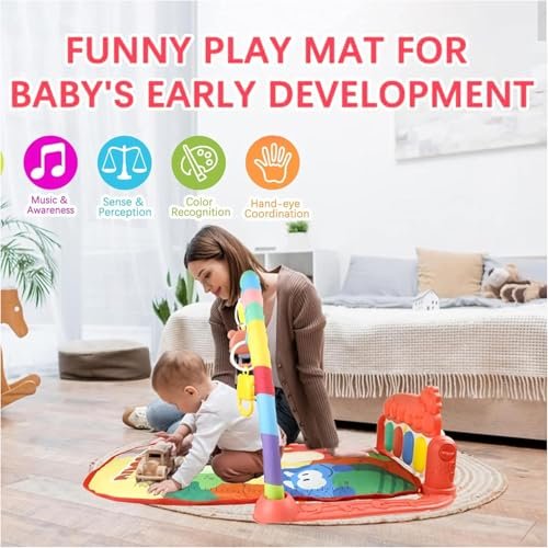 VANANAILS Baby Gyms Play Mats - Baby Play Mat, Play Matt for Baby for Newborn Toddler Baby, Musical Activity Center Kick & Play Piano Gym, Activity Center for Babies and Toddlers (Green)