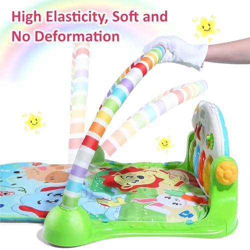 VANANAILS Baby Gyms Play Mats - Baby Play Mat, Play Matt for Baby for Newborn Toddler Baby, Musical Activity Center Kick & Play Piano Gym, Activity Center for Babies and Toddlers (Green)