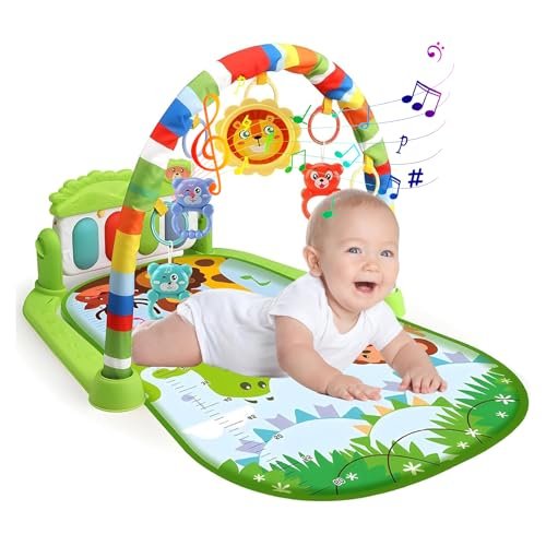 VANANAILS Baby Gyms Play Mats - Baby Play Mat, Play Matt for Baby for Newborn Toddler Baby, Musical Activity Center Kick & Play Piano Gym, Activity Center for Babies and Toddlers (Green)