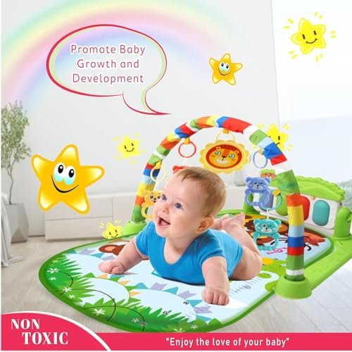 VANANAILS Baby Gyms Play Mats - Baby Play Mat, Play Matt for Baby for Newborn Toddler Baby, Musical Activity Center Kick & Play Piano Gym, Activity Center for Babies and Toddlers (Green)